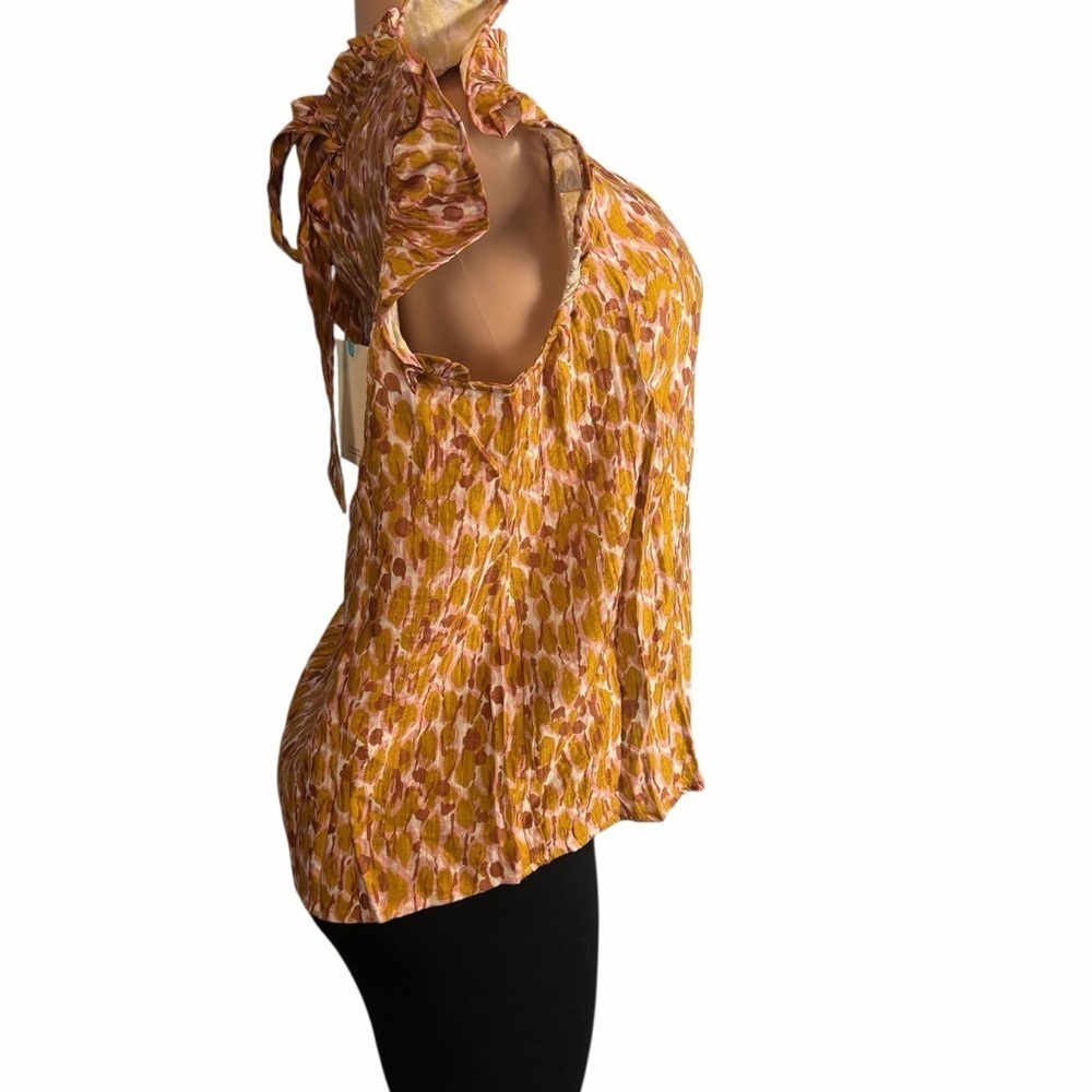 Voy High Neck Ruffled Sleeve Top Multicolor - Picture 5 of 10